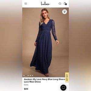Lulu’s Navy Blue Long Sleeve Maxi Dress